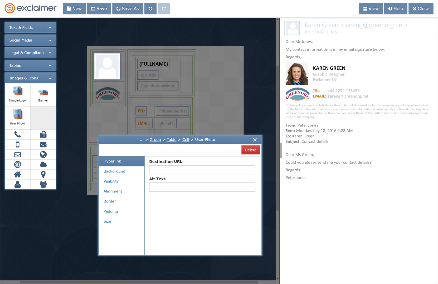 Screenshot of Personalize your G Suite users’ email signatures by adding a user photo.