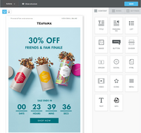 Screenshot of the cmercury Email Editor, where marketers can design emails using drag & drop blocks, prebuilt templates, or custom HTML. Here they can also personalize content, preview across devices, and craft high-converting campaigns.