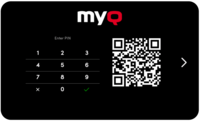 Screenshot of a MyQ X embedded panel and a dynamic QR code for secure login
