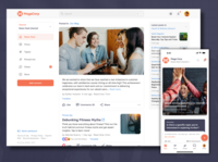 Screenshot of a tchop newsfeed on web and on a mobile app, for access to content in a familiar social media like feed.