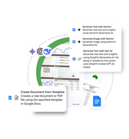 Screenshot of Zenphi automates document and PDF generation using Google Docs templates. Combine structured data and AI-generated content to create contracts, reports, proposals, and forms automatically—fully integrated into your Google Workspace workflows.