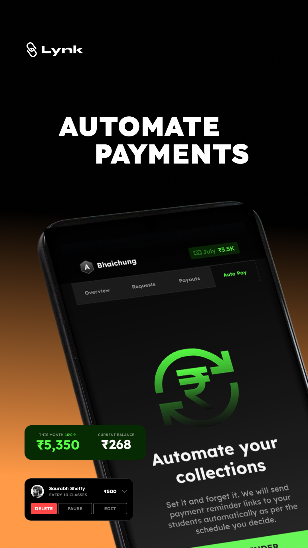 Screenshot of automated payment collection