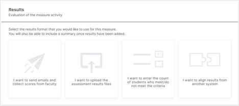 Screenshot showing the four methods of attaching evidence to an outcome emails direct upload entering counts and aligning with another system